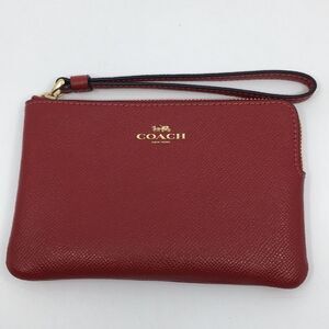 Coach 58032 Crossgrain Red Leather Corner Zip Wristlet